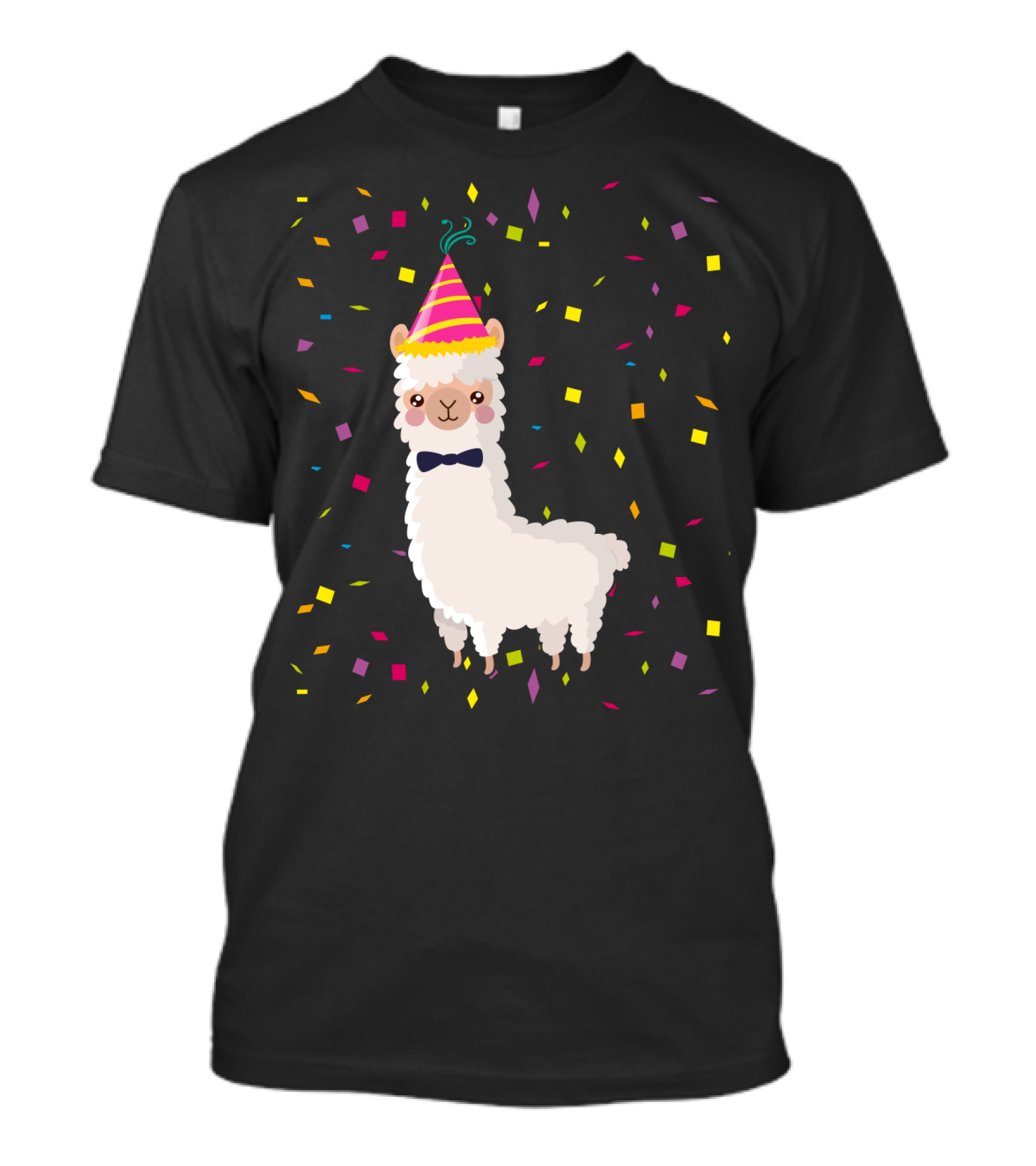 Funny Alpaca Birthday Party Celebration With Confetti T-Shirt