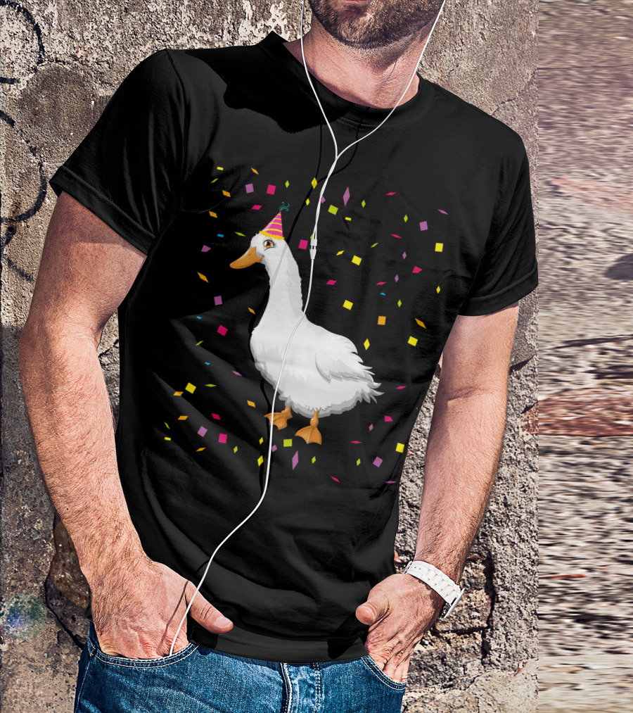 Funny Duck Birthday Party Hat Confetti T-Shirt