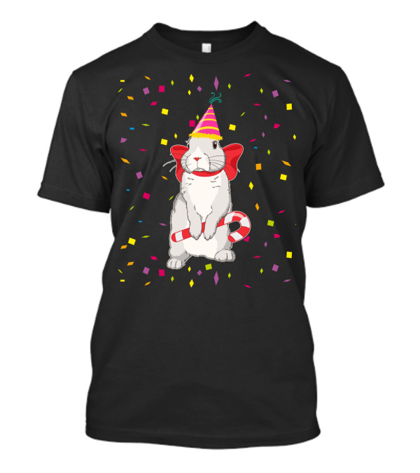 Funny Rabbit Birthday Party Hat Candy Cane Confetti T-Shirt