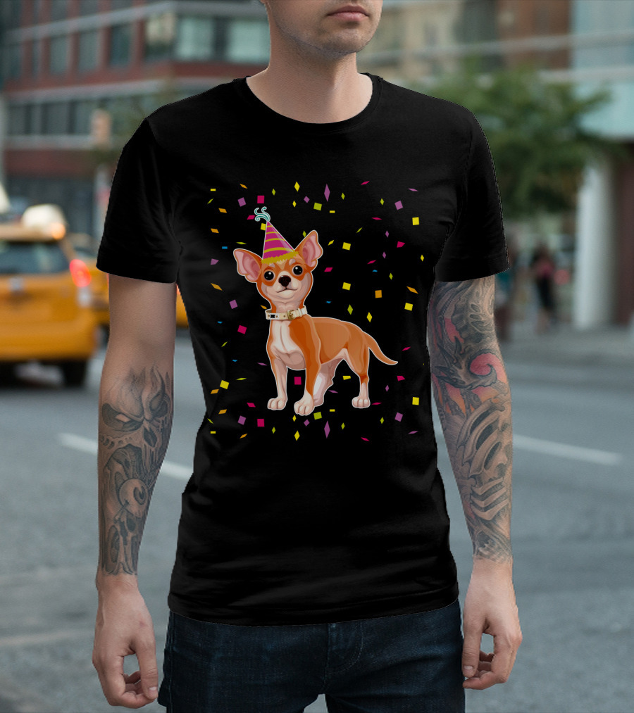 Birthday Chihuahua Party Hat Confetti T-Shirt