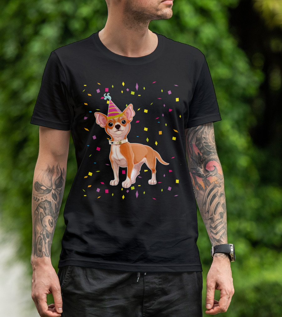 Birthday Chihuahua Party Hat Confetti T-Shirt