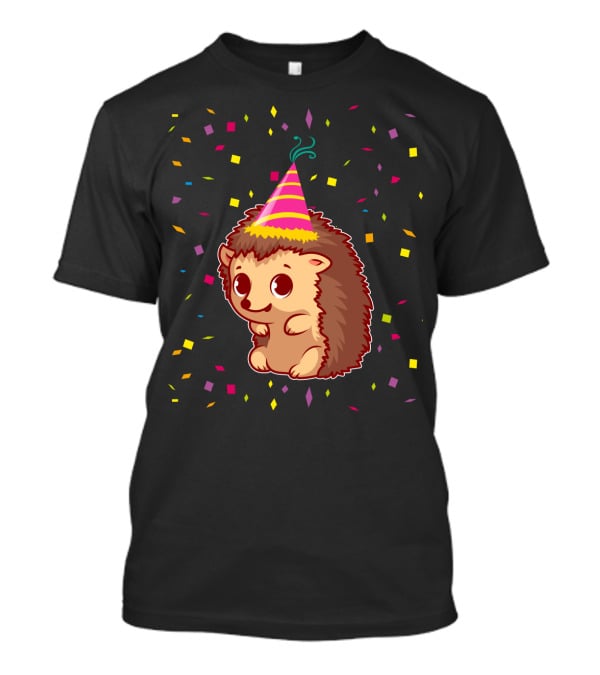 Hedgehog Party Confetti Celebration Birthday Fun T-Shirt