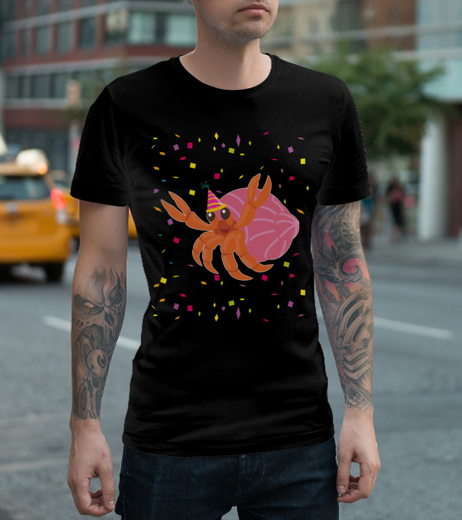 Funny Hermit Crab Birthday Party Hat Confetti T-Shirt