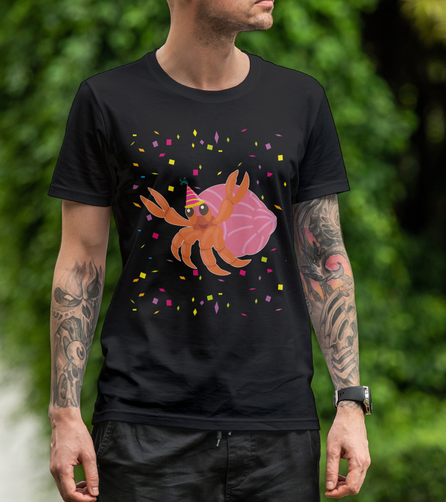 Funny Hermit Crab Birthday Party Hat Confetti T-Shirt