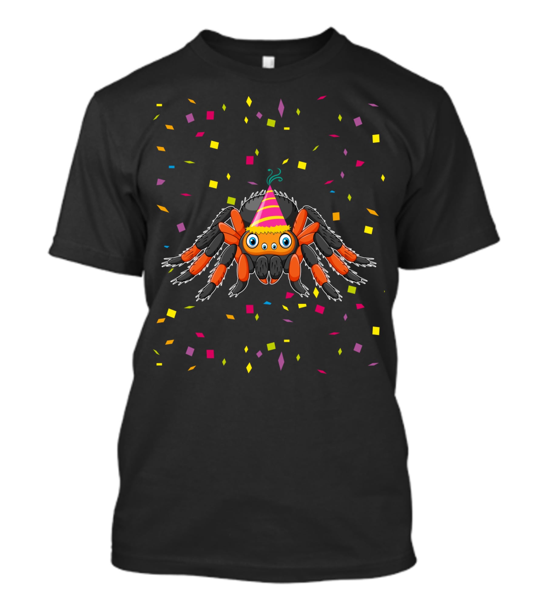 Cute Tarantula With Party Hat And Confetti Birthday Fun T-Shirt