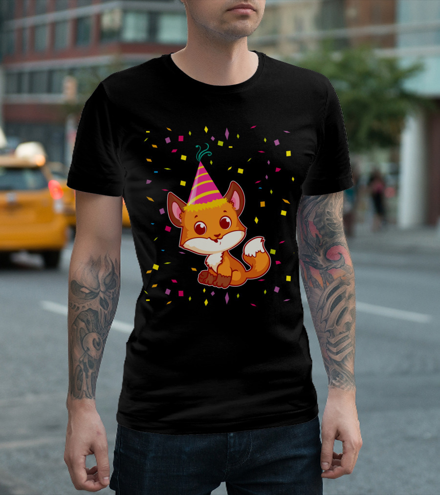 Funny Fox Birthday Confetti T-Shirt
