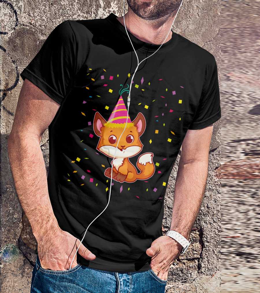 Funny Fox Birthday Confetti T-Shirt