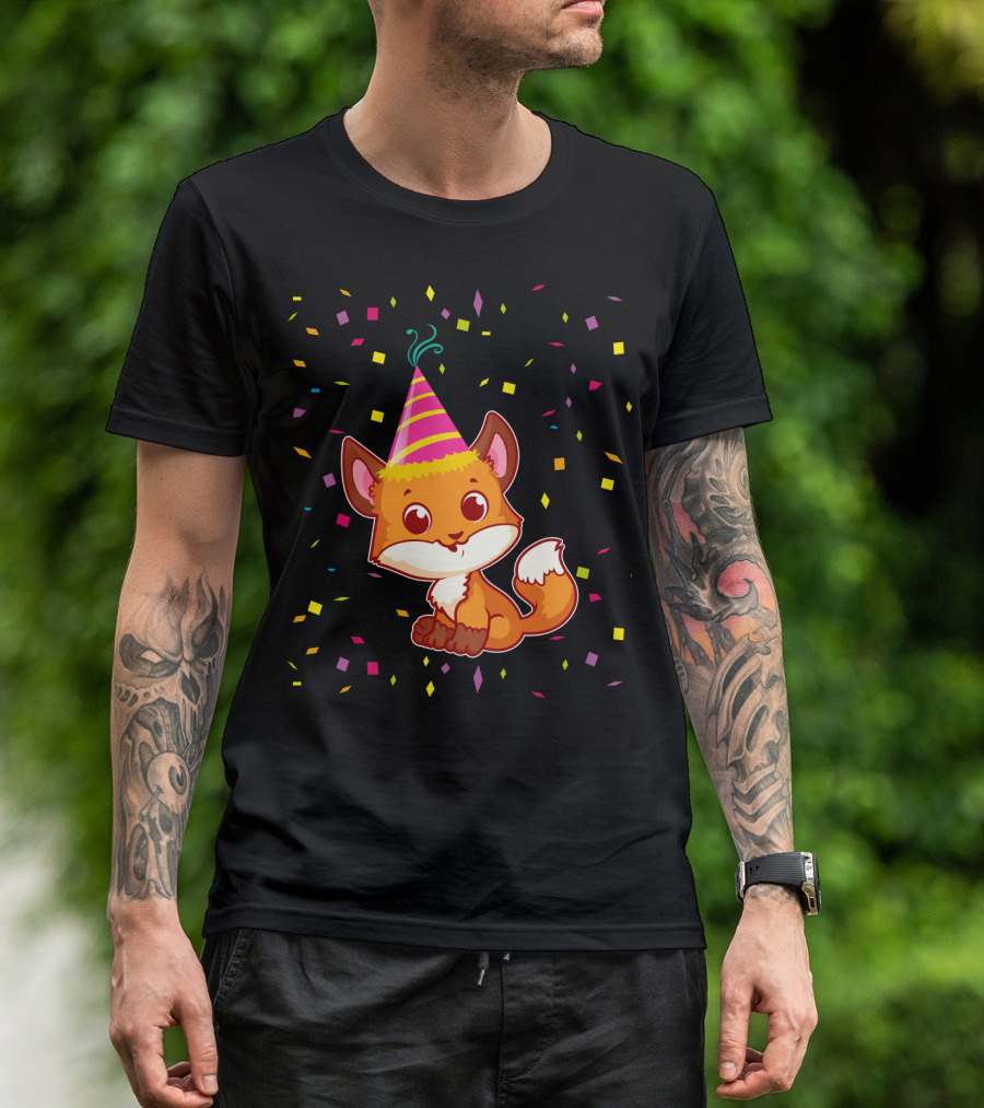 Funny Fox Birthday Confetti T-Shirt