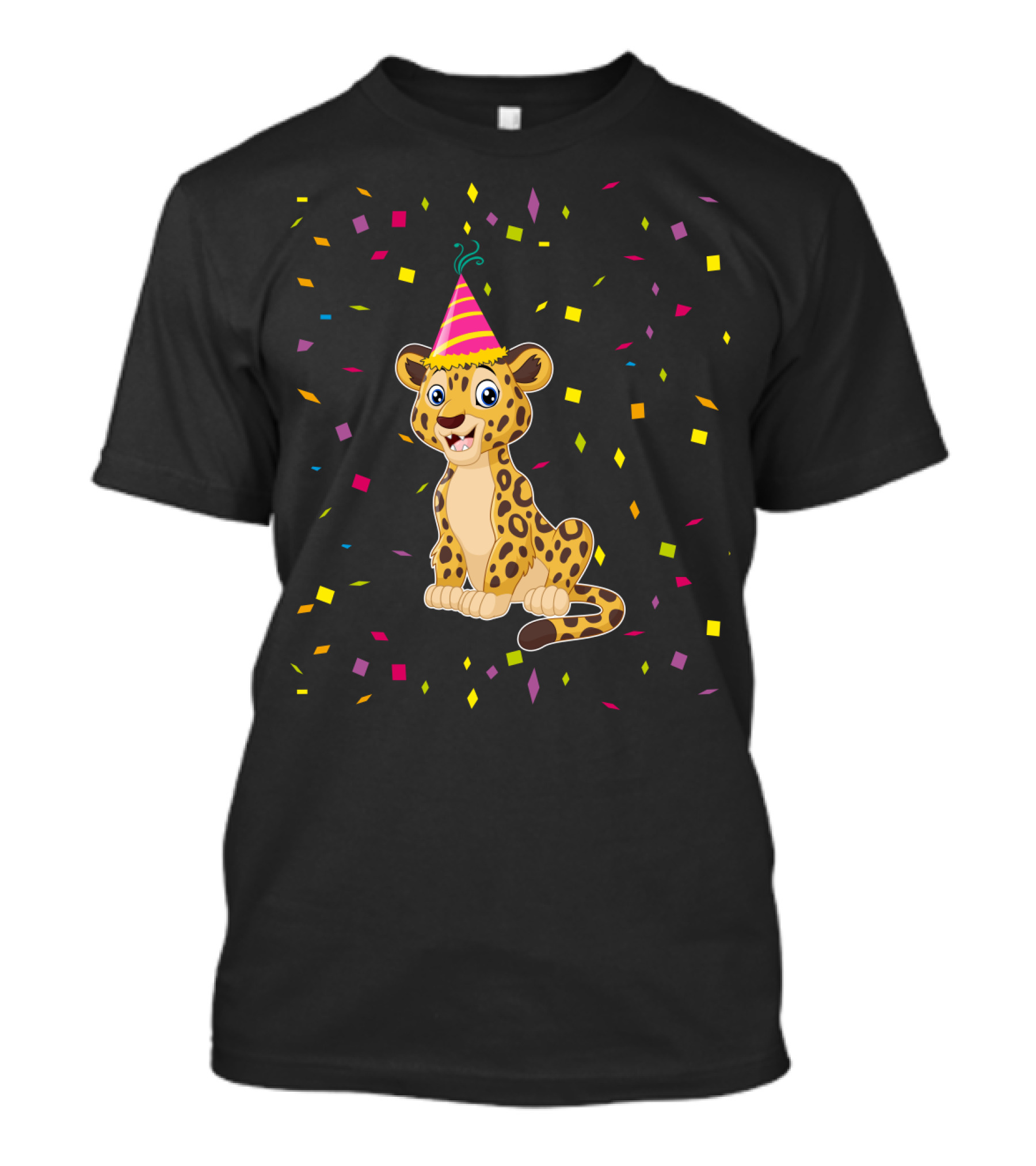 Funny Cheetah Birthday Party Hat Confetti T-Shirt