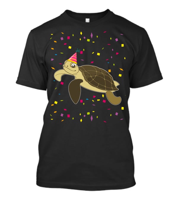 Funny Sea Turtle Party Confetti Birthday T-Shirt