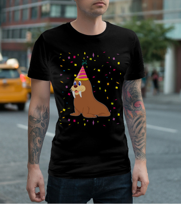 Funny WALRUS Birthday Confetti T-Shirt