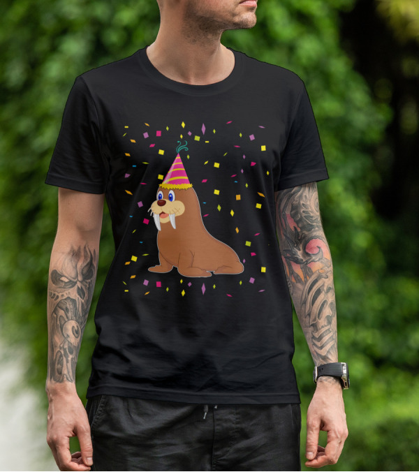 Funny WALRUS Birthday Confetti T-Shirt