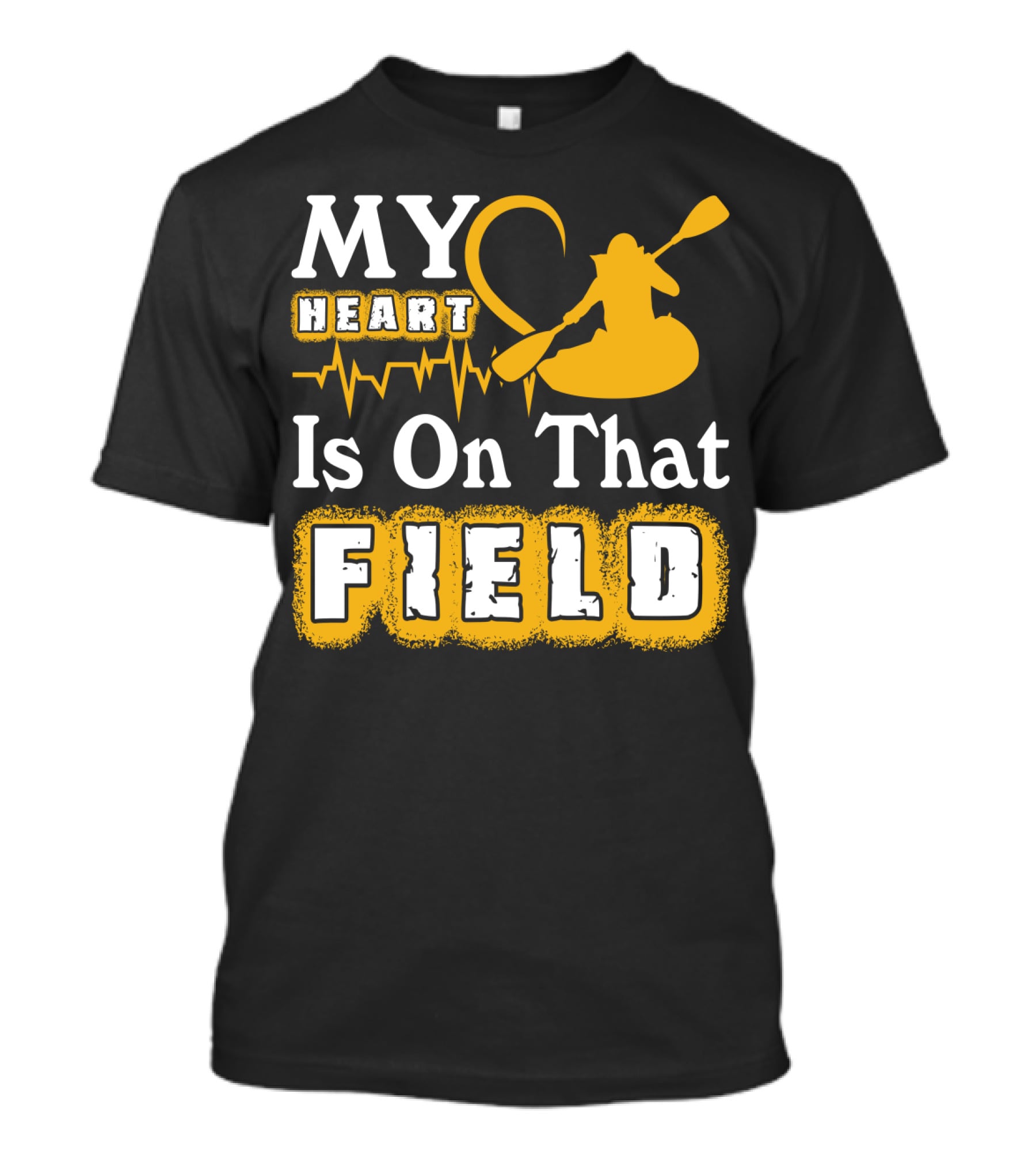 My Heart Is On That Field Kayak Paddle Heartbeat T-Shirt