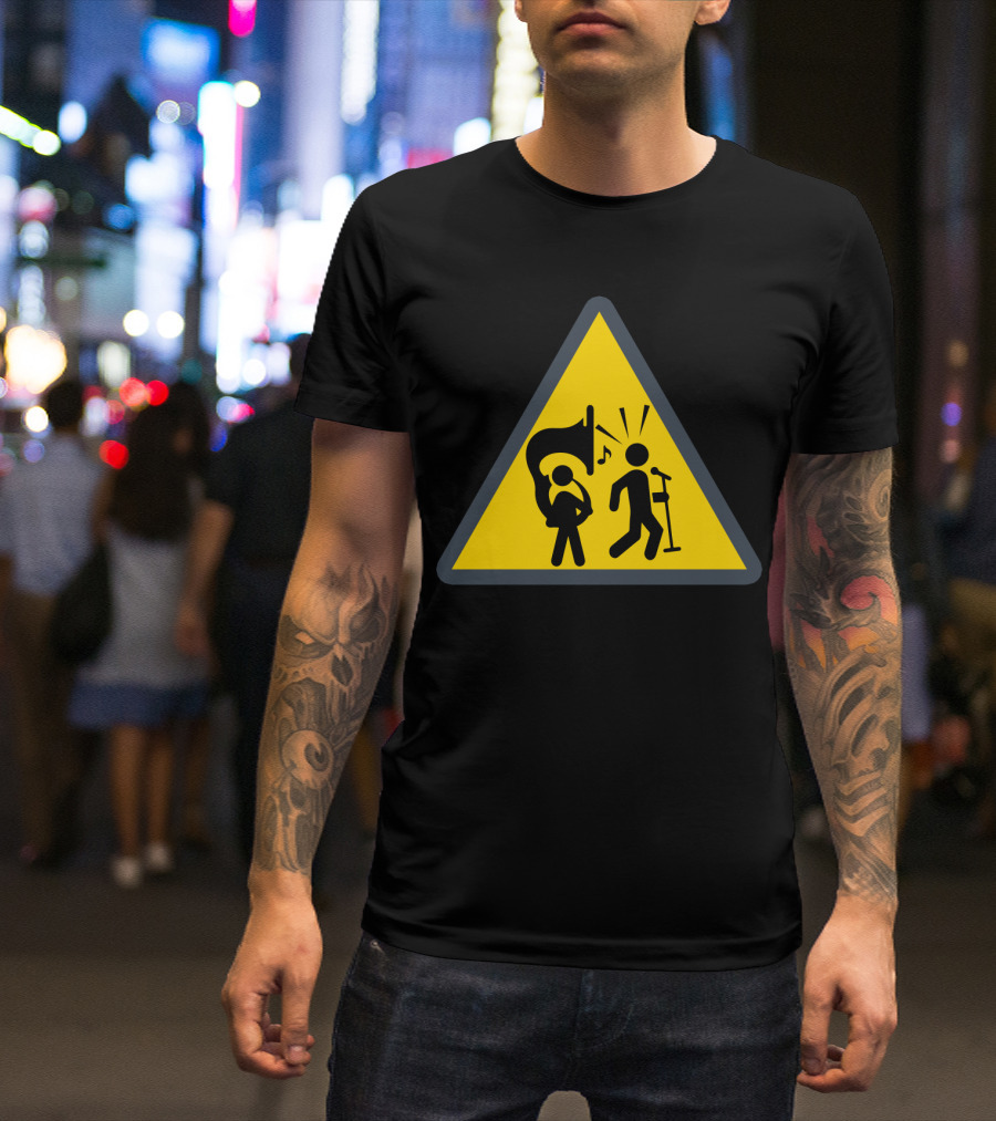 Warning Tuba Player Stick Figure Comedy T-Shirt