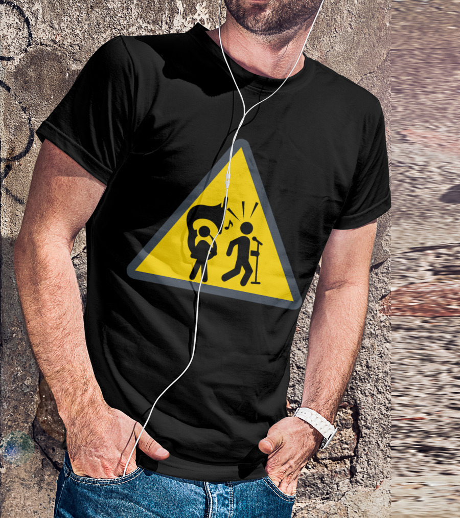 Warning Tuba Player Stick Figure Comedy T-Shirt