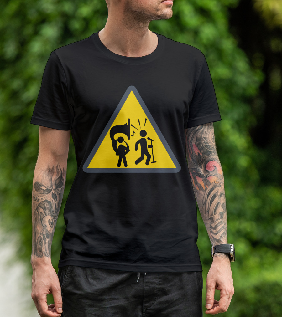 Warning Tuba Player Stick Figure Comedy T-Shirt