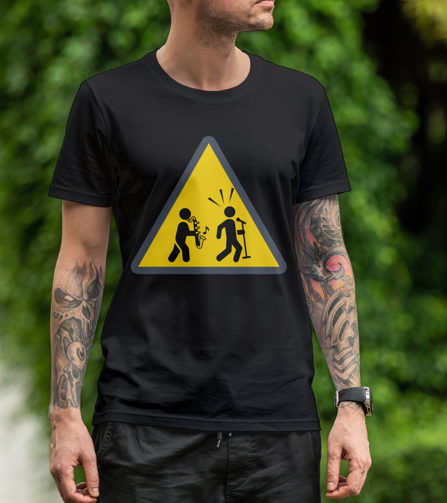 Funny Bass Clarinet Caution Sign Musician Warning T-Shirt