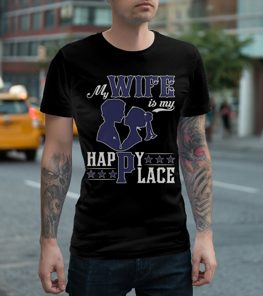 My Wife Is My Happy Place Silhouette Stars T-Shirt
