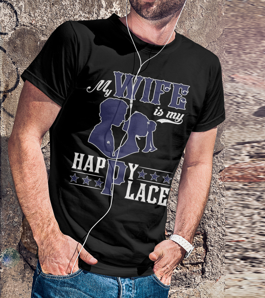 My Wife Is My Happy Place Silhouette Stars T-Shirt