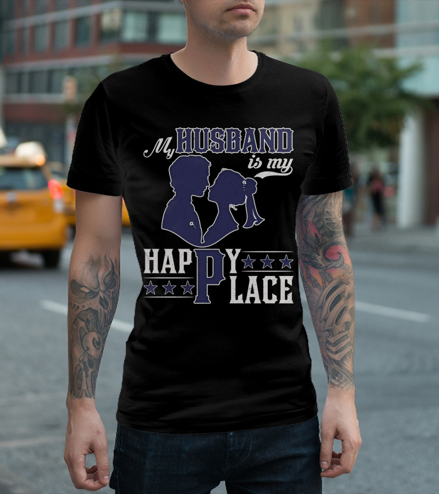 My Husband Is My Happy Place Silhouette Stars T-Shirt