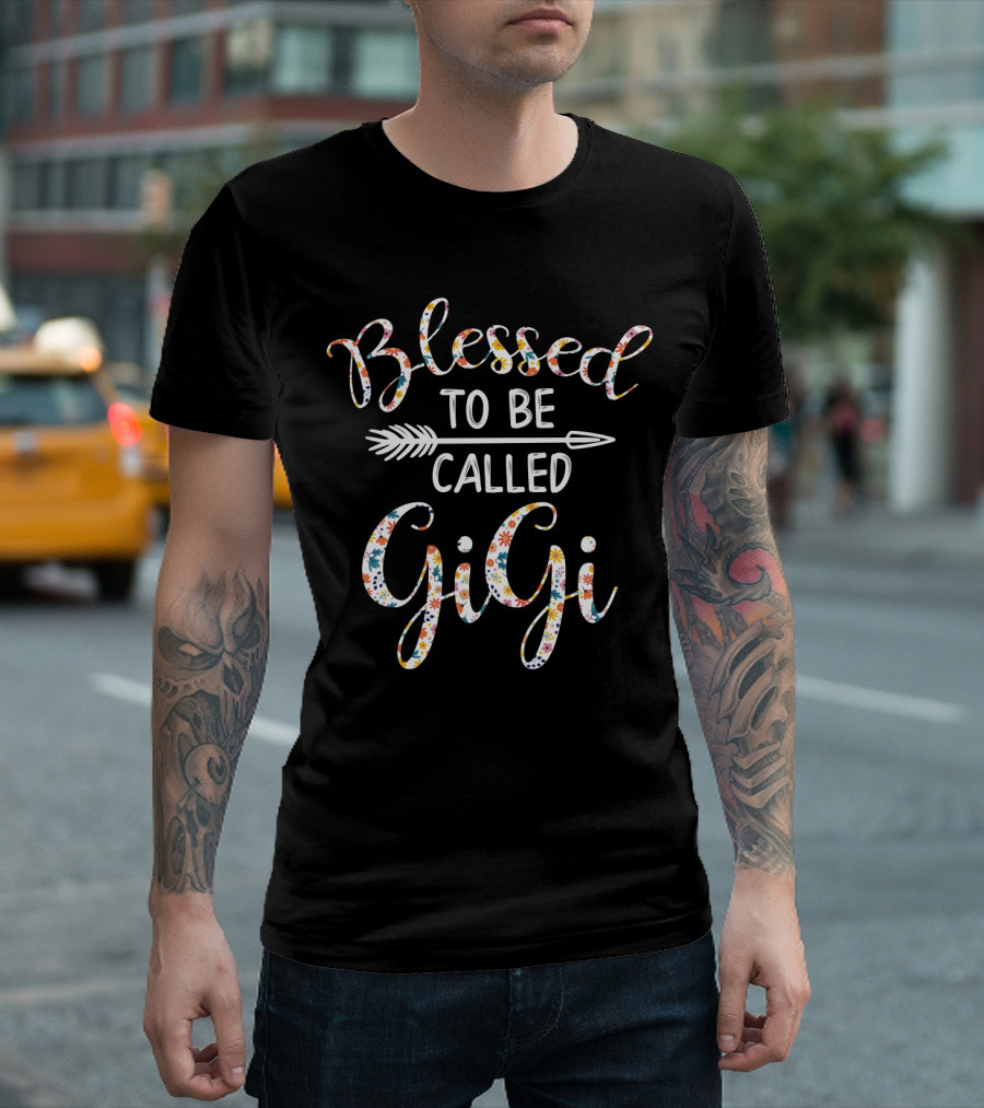 Blessed To Be Called Gigi Floral Text Arrow T-Shirt