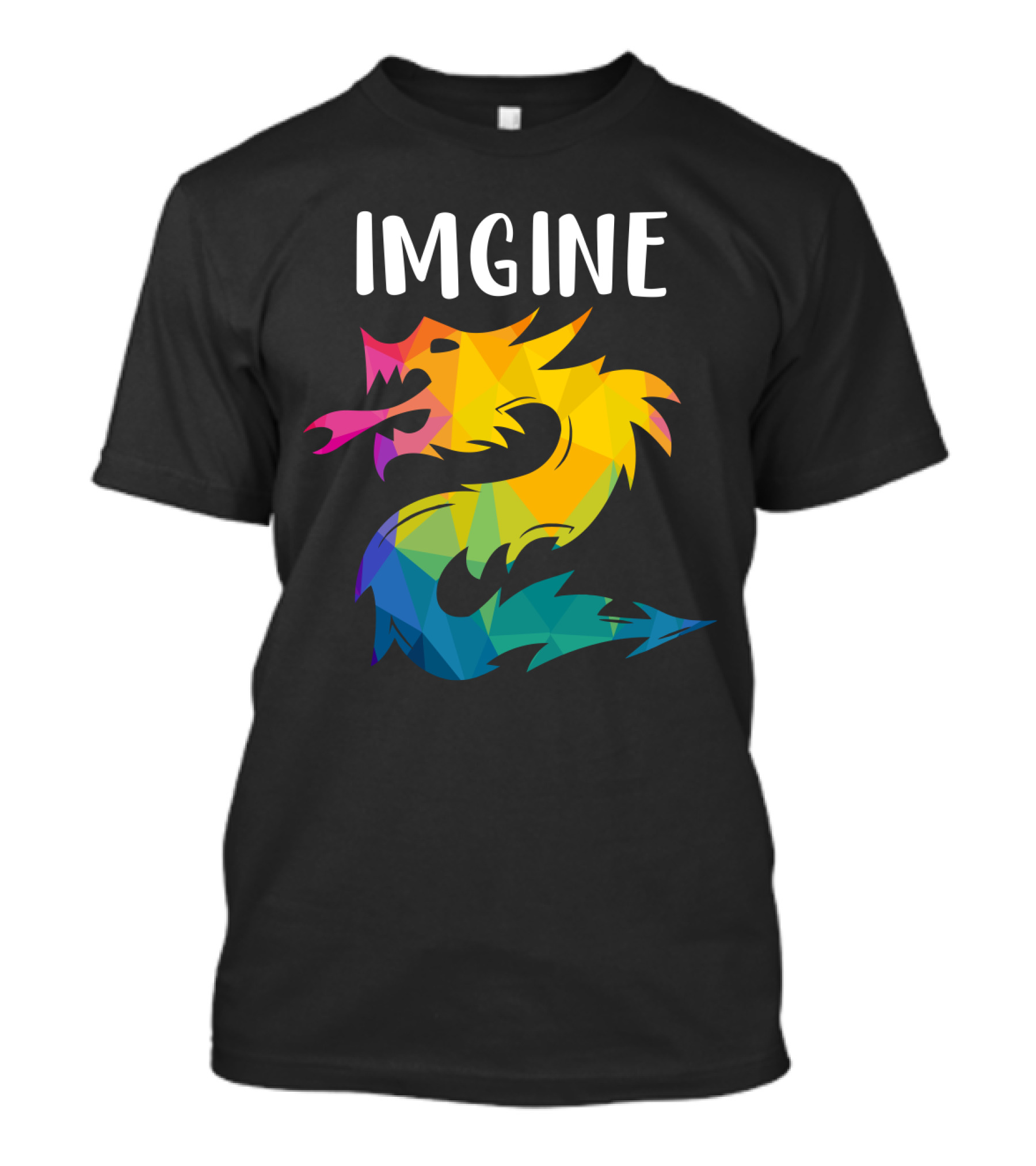 Imagine Vibrant Geometric Dragon Tattoo T-Shirt
