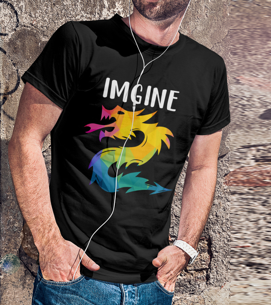 Imagine Vibrant Geometric Dragon Tattoo T-Shirt
