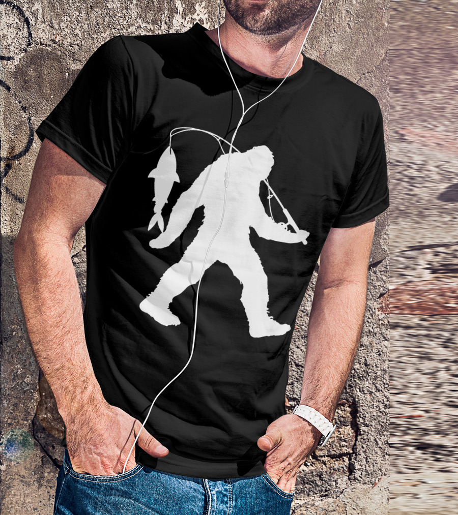 Bigfoot Fishing With Catching Fisherman T-Shirt