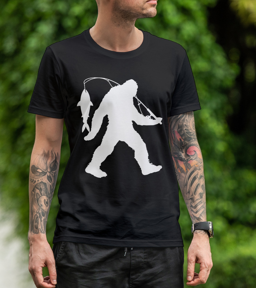 Bigfoot Fishing With Catching Fisherman T-Shirt