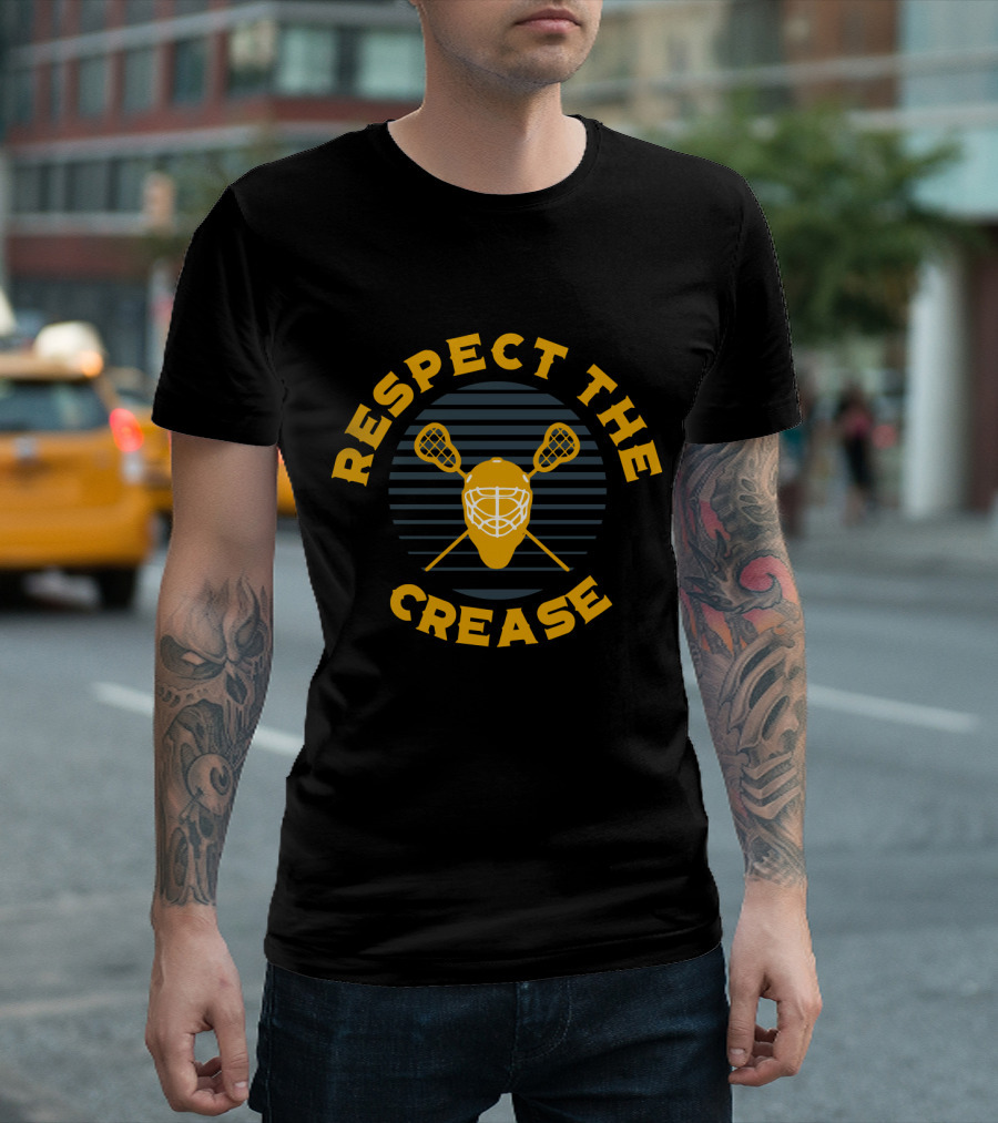 Respect The Crease Lacrosse Goalie Mask And Sticks T-Shirt