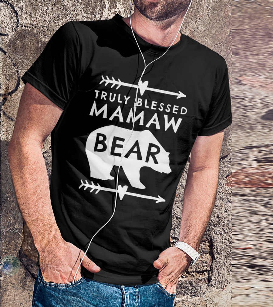 Truly Blessed Mamaw Bear Grandma Bear Silhouette Arrows Hearts T-Shirt