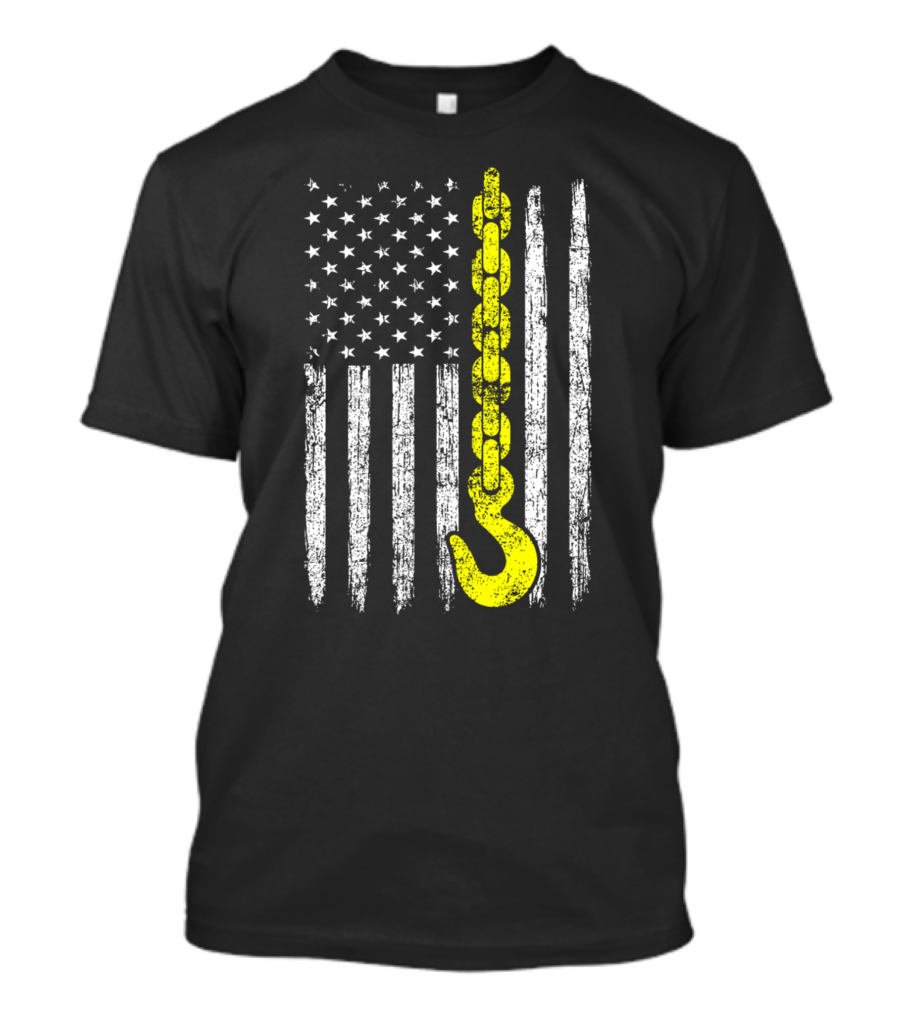 USA Flag Thin Yellow Line Tow Truck Hook T-Shirt