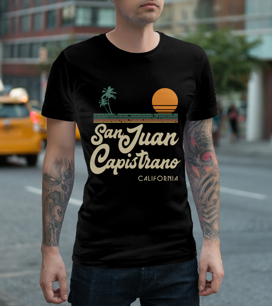San Juan Capistrano California Vintage Sun And Palm Trees T-Shirt