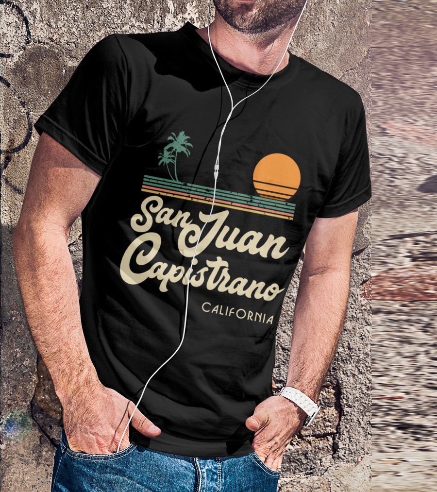 San Juan Capistrano California Vintage Sun And Palm Trees T-Shirt
