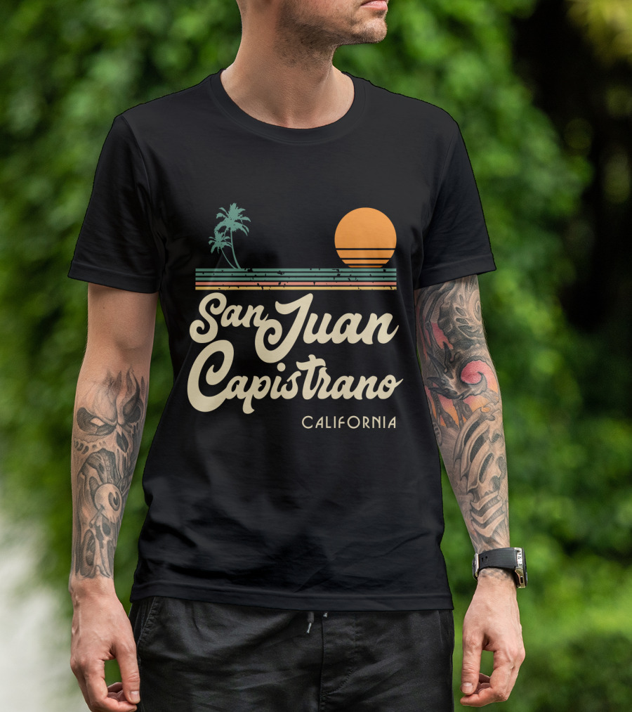 San Juan Capistrano California Vintage Sun And Palm Trees T-Shirt