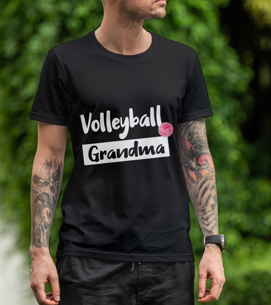 Volleyball Grandma Fun Pink Ball Motif T-Shirt