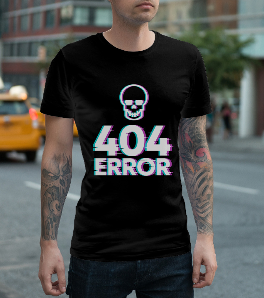 404 Error Skull Glitch T-Shirt