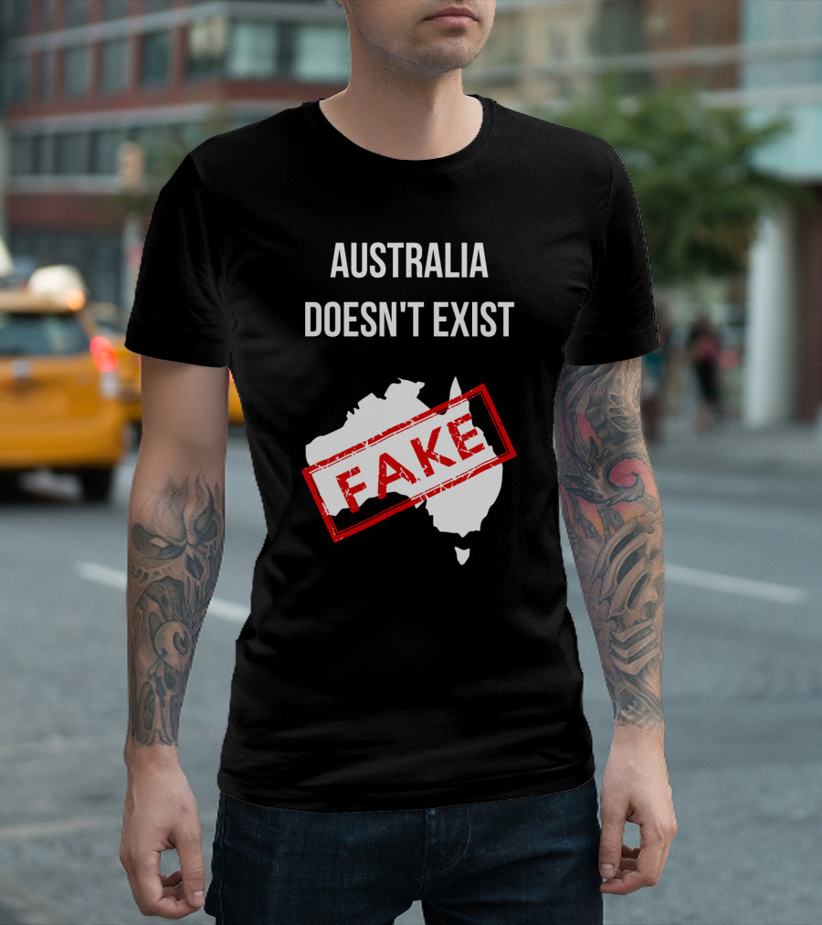 Australia Doesn't Exist Fake Flat Earth Society T-Shirt