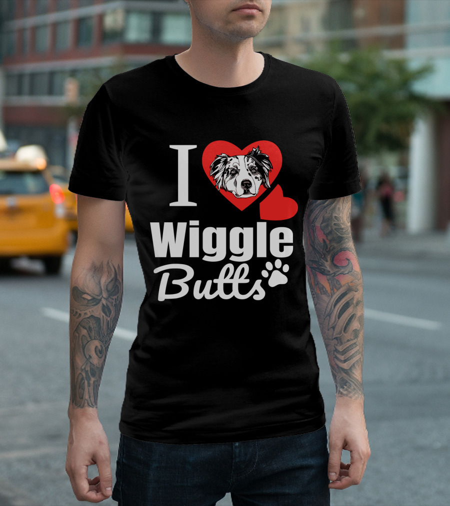 I Love Wiggle Butts I Heart Australian Shepherd T-Shirt