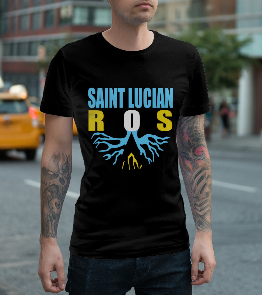Storecastle Saint Lucian Roots with Saint Lucia Flag Colors T-Shirt