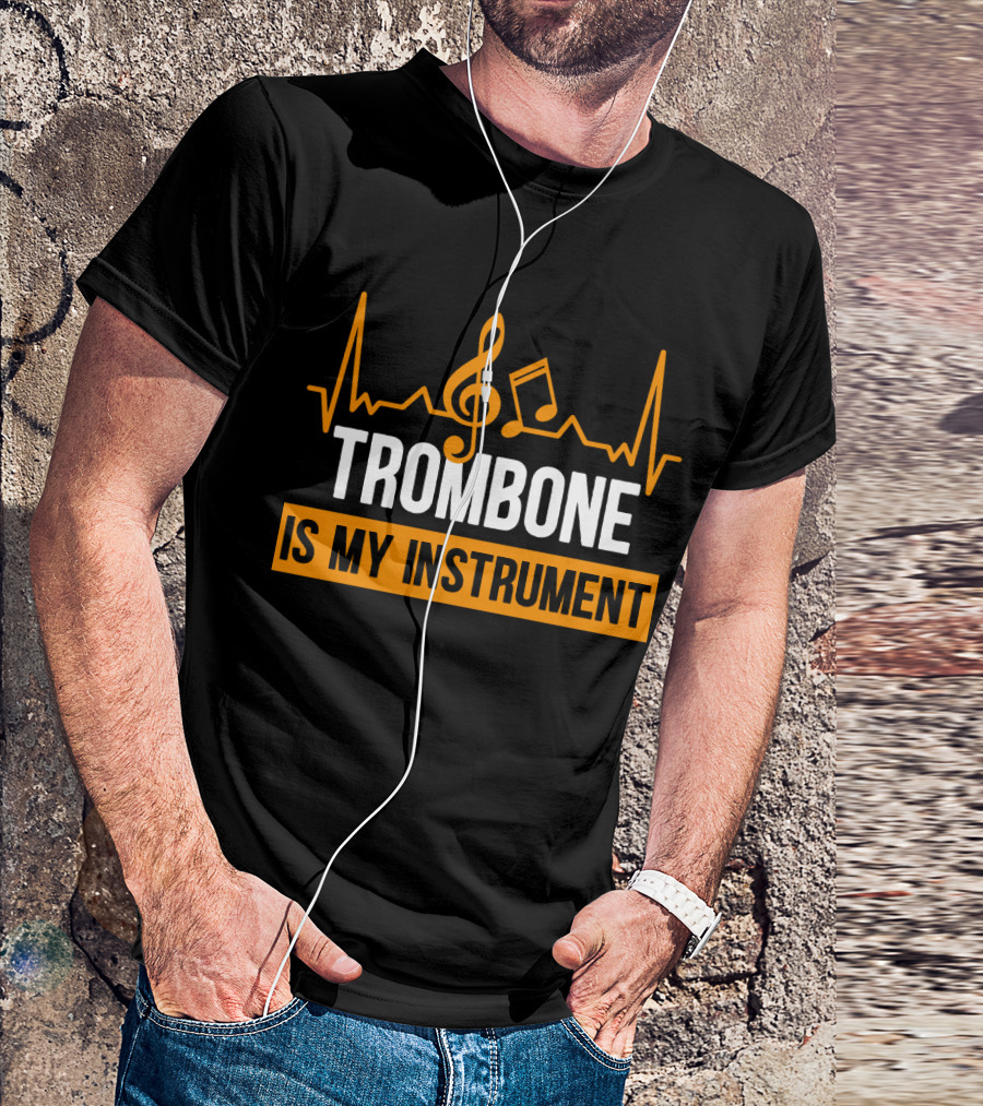 Trombone Is My Instrument Clef Pulse Music Notes T-Shirt