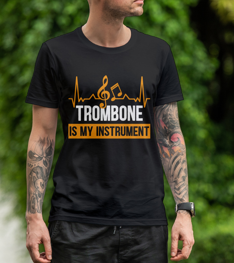 Trombone Is My Instrument Clef Pulse Music Notes T-Shirt