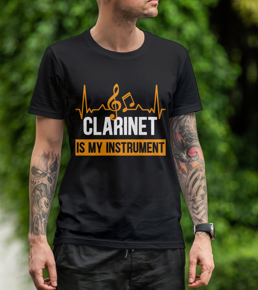 Clarinet Is My Instrument Music Heartbeat Treble Clef And Note T-Shirt
