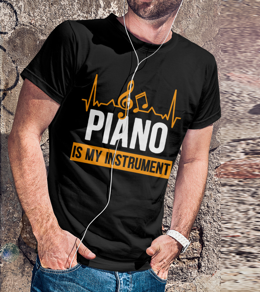 Piano Is My Instrument Musical Heartbeat Clef And Notes T-Shirt