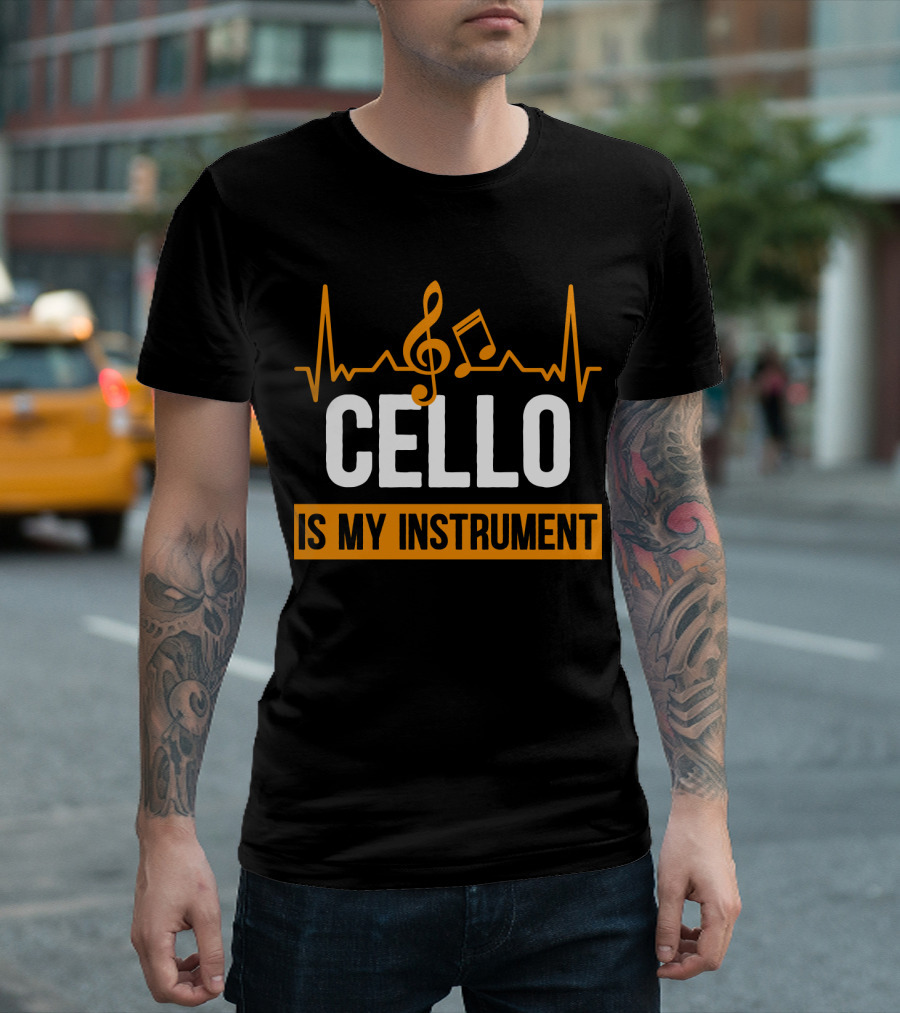 Cello Is My Instrument Clef Note Heartbeat T-Shirt