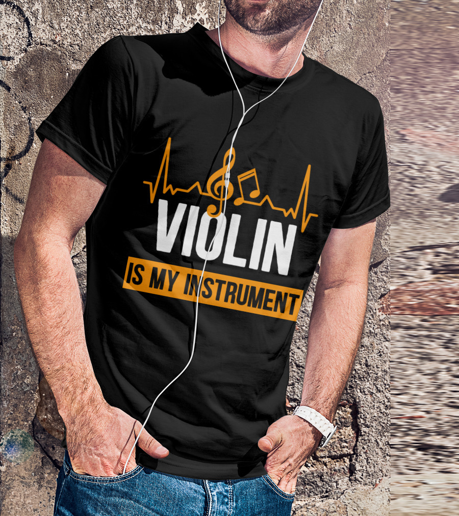 Violin Heartbeat With Musical Notes Is My Instrument T-Shirt