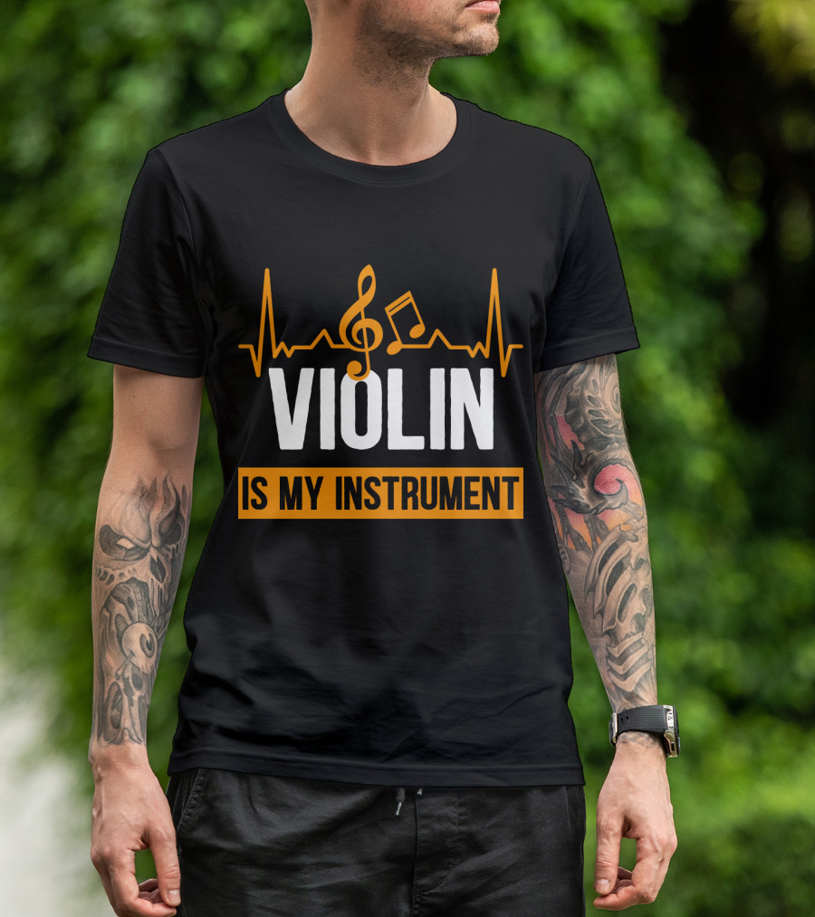Violin Heartbeat With Musical Notes Is My Instrument T-Shirt