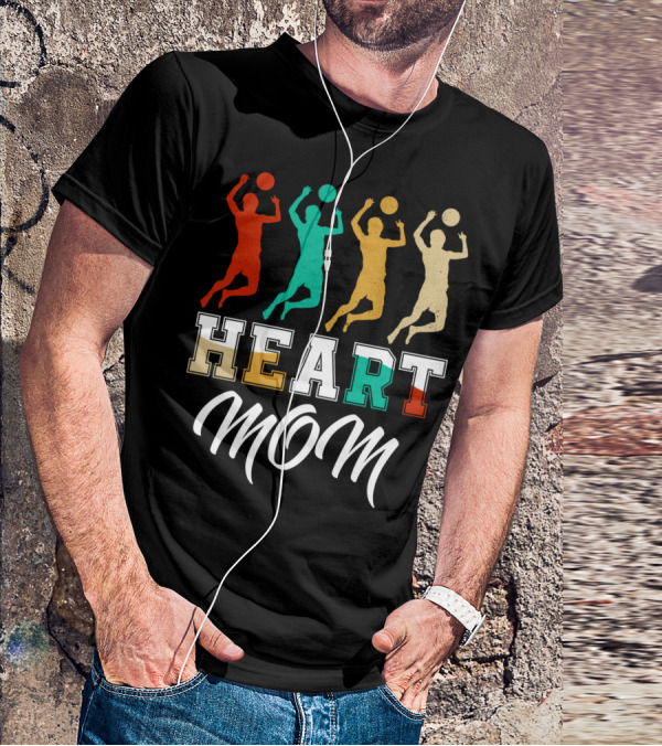 Volleyball Heart Mom Retro Silhouette Players T-Shirt