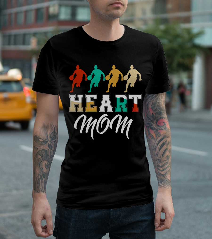 Basketball Heart Mom Quartet Players T-Shirt