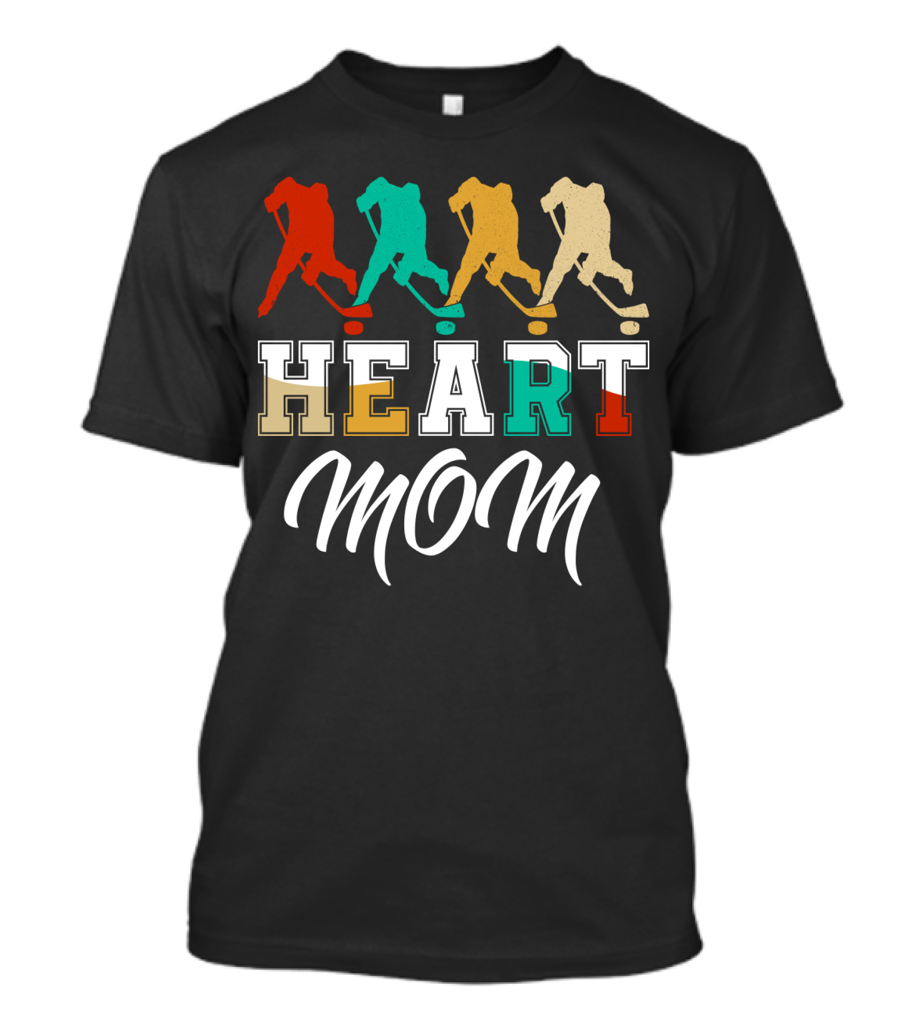 Hockey Heart Mom Vintage Silhouette Player Sequence T-Shirt